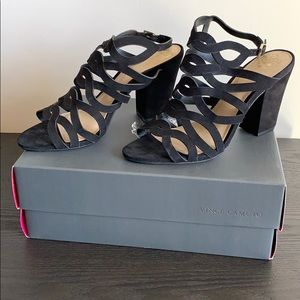 Vince Camuto Norla Black Suede Strappy Sandals